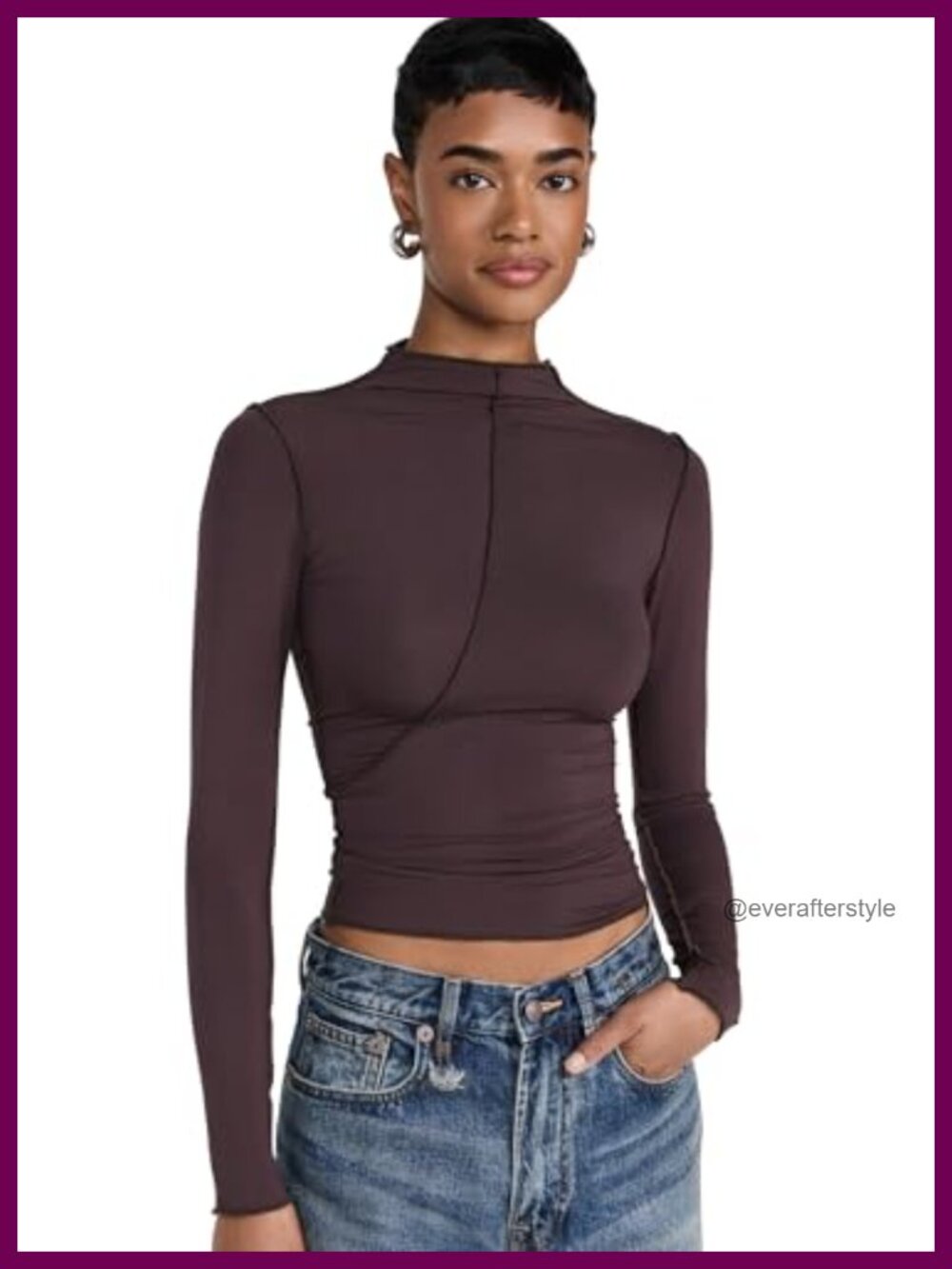 Fitted Long Sleeve Turtleneck Tank Top Lightweight Slinky Jersey